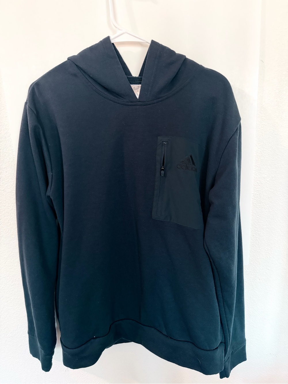 adidas Originals Men’s Navy Crewneck Hoodie with Zip Chest Pocket
